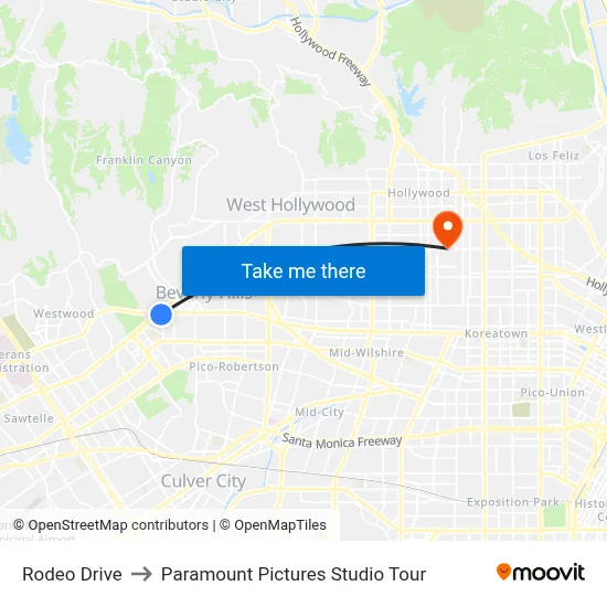 Rodeo Drive to Paramount Pictures Studio Tour map