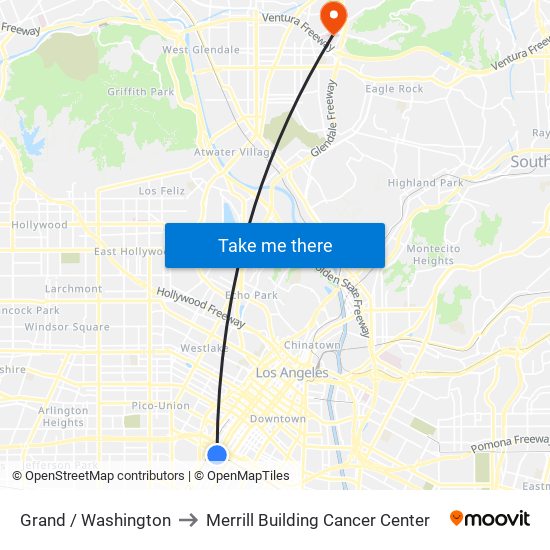 Grand / Washington to Merrill Building Cancer Center map