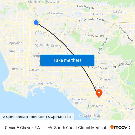 Cesar E Chavez / Alameda to South Coast Global Medical Center map