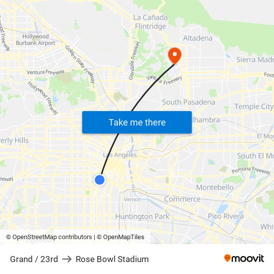 Grand / 23rd to Rose Bowl Stadium map