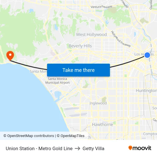 Union Station - Metro Gold Line to Getty Villa map