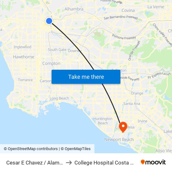 Cesar E Chavez / Alameda to College Hospital Costa Mesa map