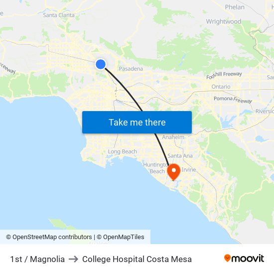 1st / Magnolia to College Hospital Costa Mesa map