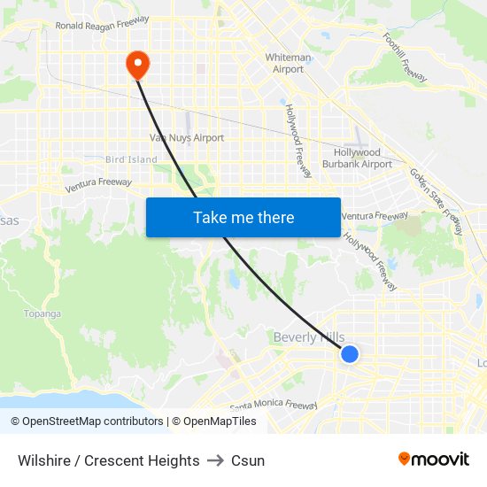 Wilshire / Crescent Heights to Csun map