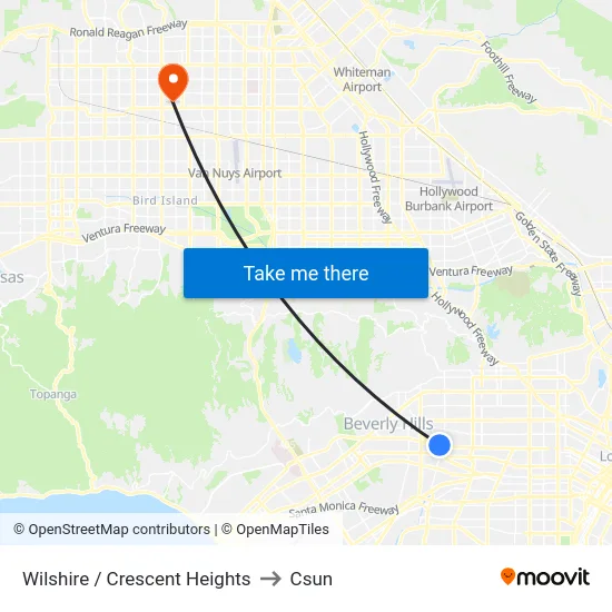 Wilshire / Crescent Heights to Csun map