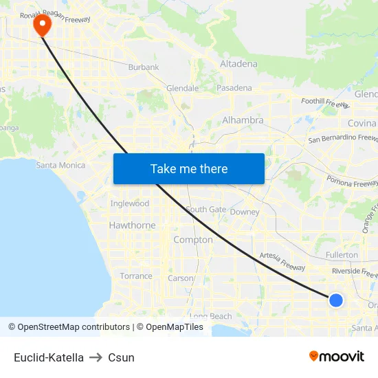 Euclid-Katella to Csun map