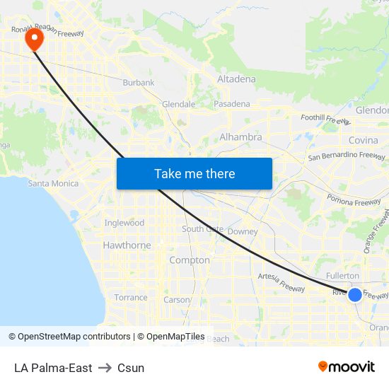 LA Palma-East to Csun map