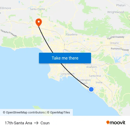 17th-Santa Ana to Csun map