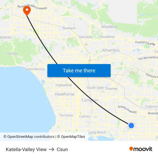 Katella-Valley View to Csun map