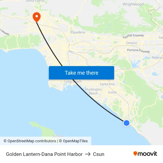 Golden Lantern-Dana Point Harbor to Csun map