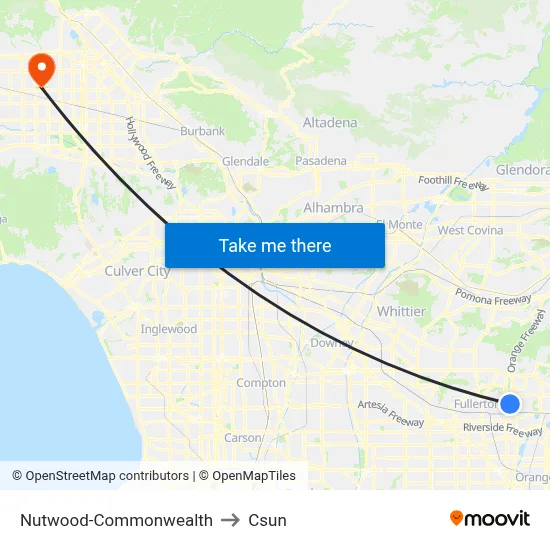 Nutwood-Commonwealth to Csun map