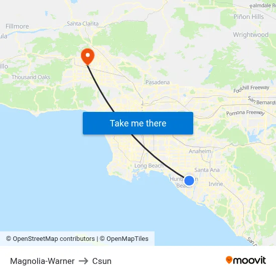 Magnolia-Warner to Csun map