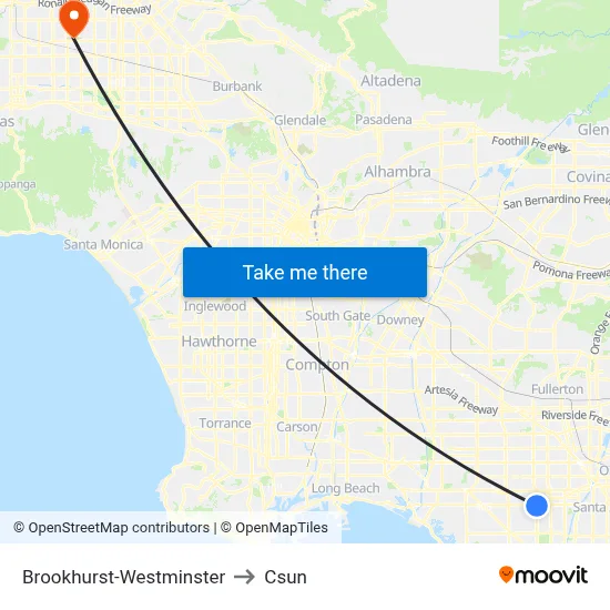 Brookhurst-Westminster to Csun map