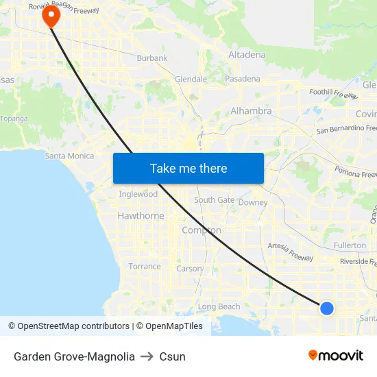 Garden Grove-Magnolia to Csun map