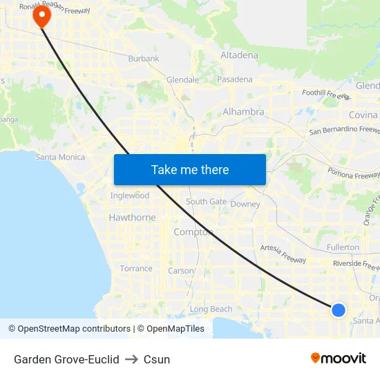 Garden Grove-Euclid to Csun map