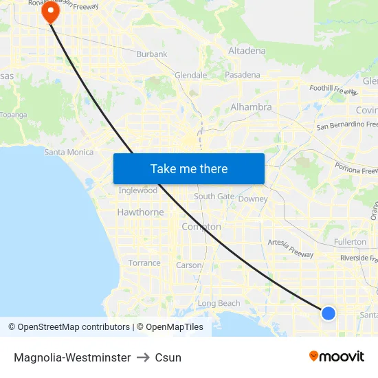 Magnolia-Westminster to Csun map