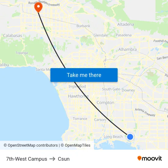 7th-West Campus to Csun map