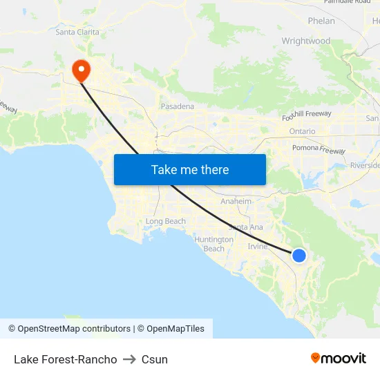 Lake Forest-Rancho to Csun map