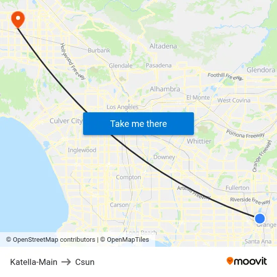 Katella-Main to Csun map