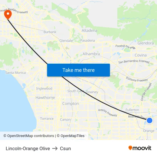 Lincoln-Orange Olive to Csun map