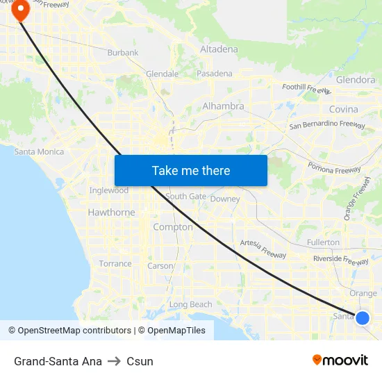 Grand-Santa Ana to Csun map