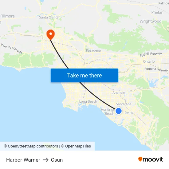 Harbor-Warner to Csun map