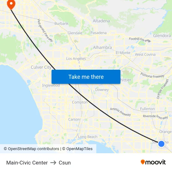Main-Civic Center to Csun map