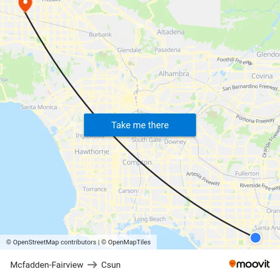 Mcfadden-Fairview to Csun map