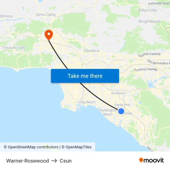 Warner-Rosewood to Csun map
