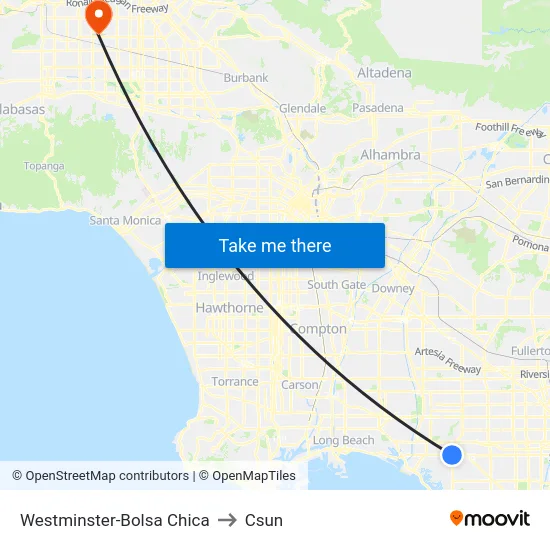 Westminster-Bolsa Chica to Csun map