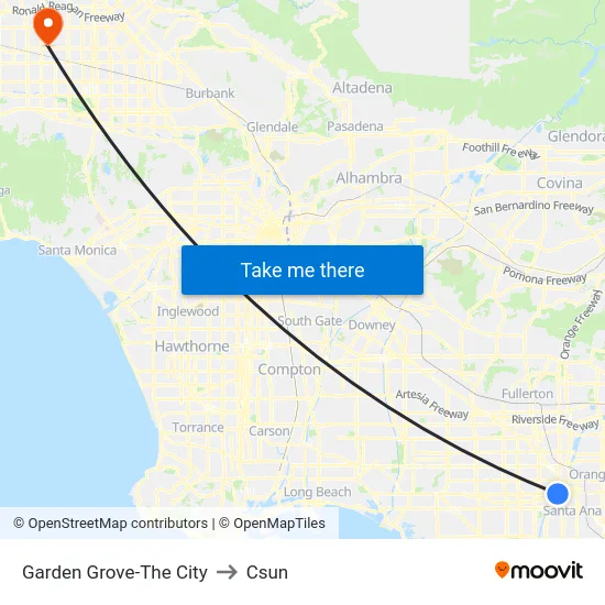 Garden Grove-The City to Csun map