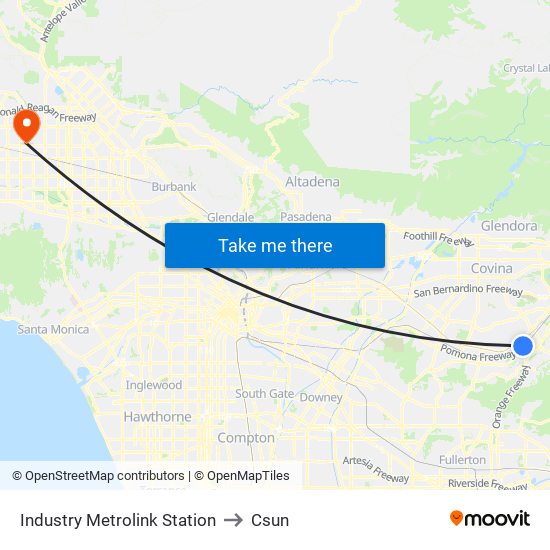Industry Metrolink Station to Csun map
