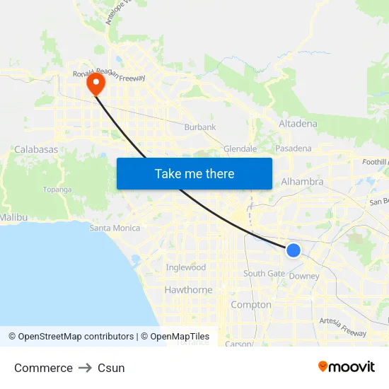 Commerce to Csun map