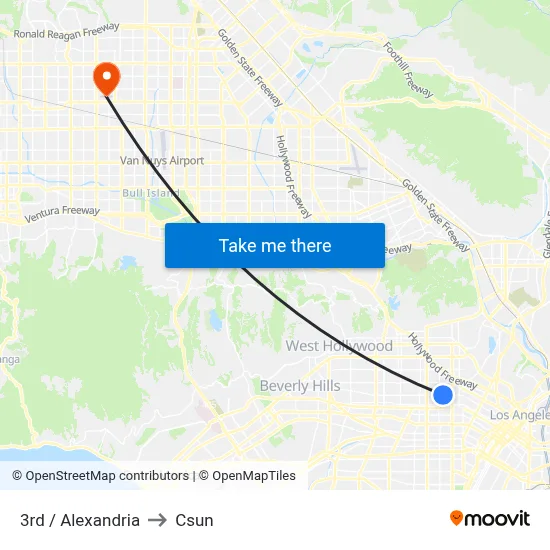 3rd / Alexandria to Csun map