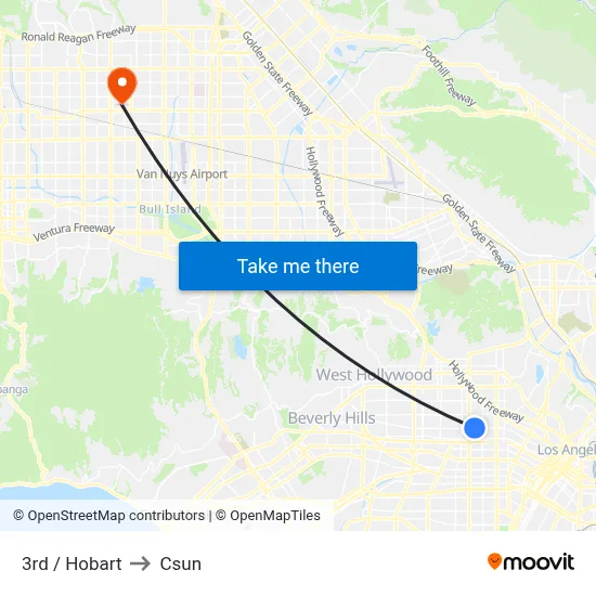 3rd / Hobart to Csun map