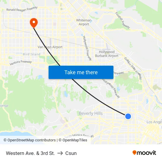 Western Ave. & 3rd St. to Csun map