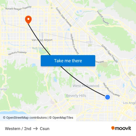 Western / 2nd to Csun map