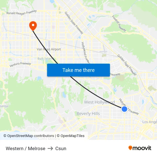 Western / Melrose to Csun map