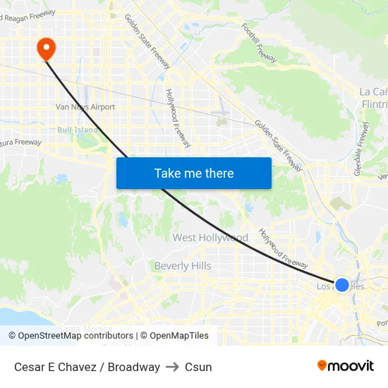 Cesar E Chavez / Broadway to Csun map