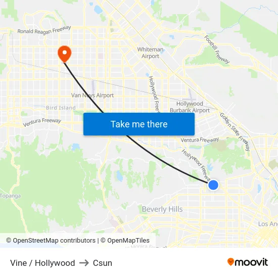 Vine / Hollywood to Csun map