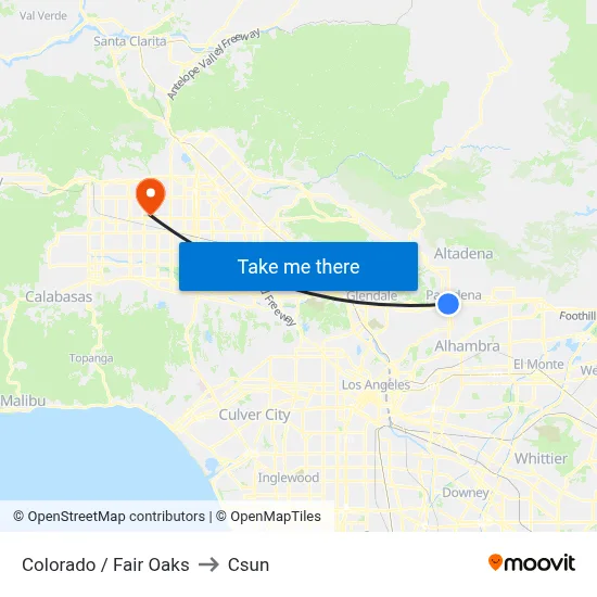Colorado / Fair Oaks to Csun map