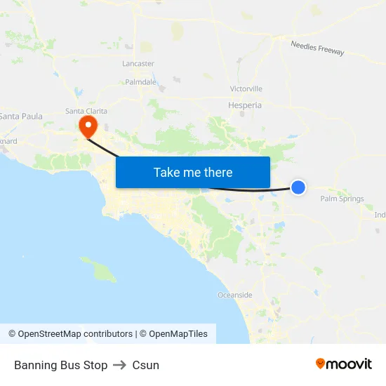 Banning Bus Stop to Csun map