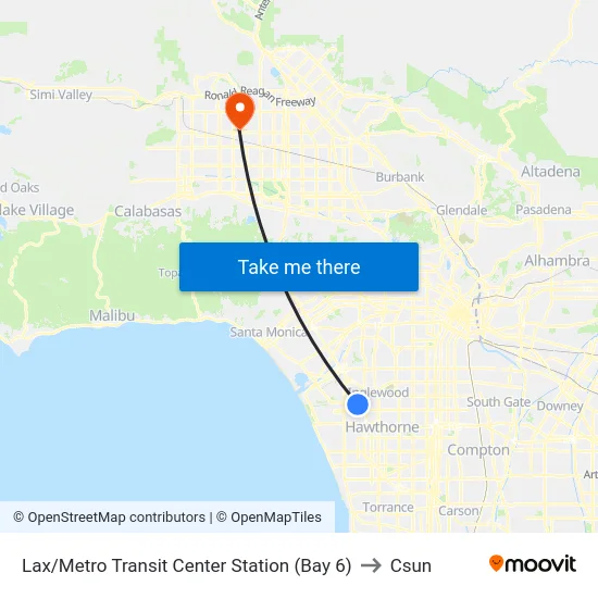 Lax/Metro Transit Center Station (Bay 6) to Csun map