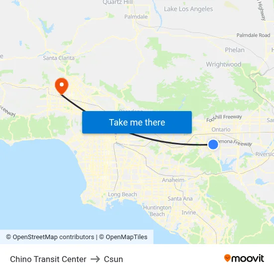 Chino Transit Center to Csun map
