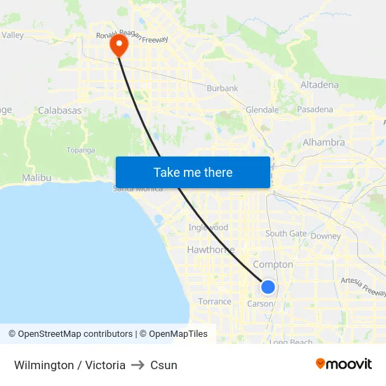 Wilmington / Victoria to Csun map