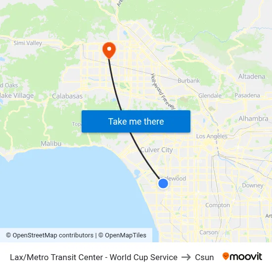 Lax/Metro Transit Center - World Cup Service to Csun map