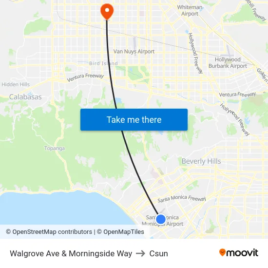 Walgrove Ave & Morningside Way to Csun map