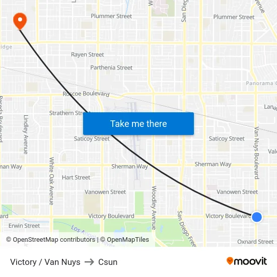Victory / Van Nuys to Csun map