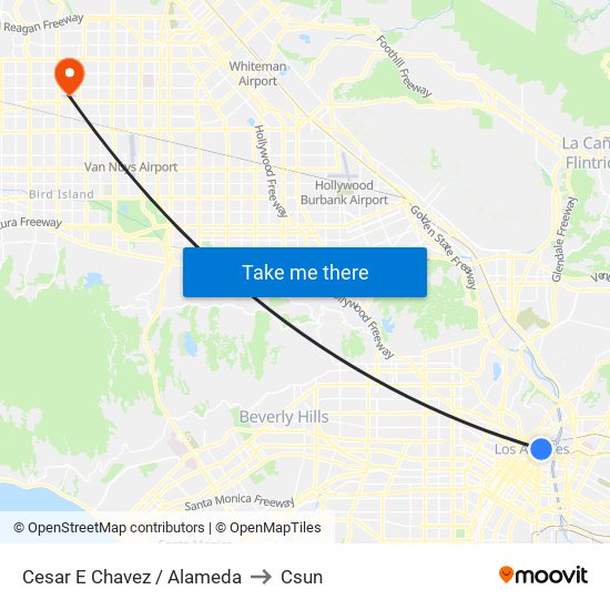 Cesar E Chavez / Alameda to Csun map