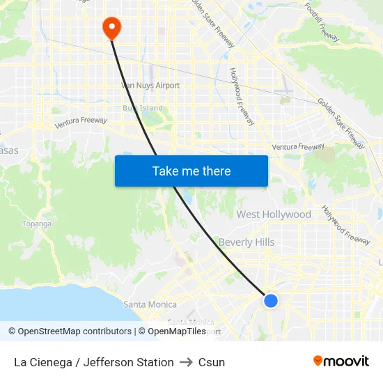 La Cienega / Jefferson Station to Csun map